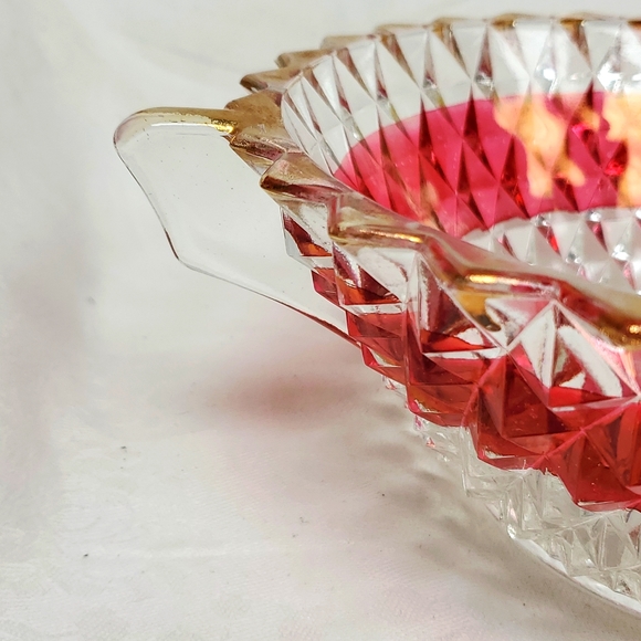 Mid Century Modern INDIANA GLASS Diamond Point ruby berry/dessert bowl set - Picture 7 of 11